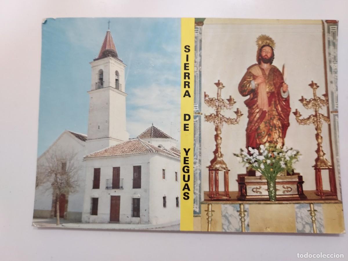Postales: POSTAL SIERRA DE YEGUAS IGLESIA PARROQUIAL IMAGEN SAN BARTOLOME. 1976. CIRCULADA. M&Aacute;LAGA. MATASELLOS