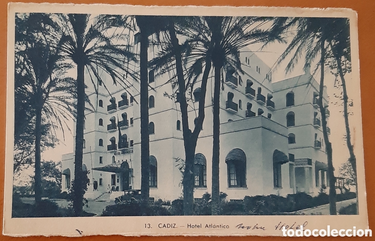 Postales: Postal C&aacute;diz. Hotel Atl&aacute;ntico. Escrita y matasellada. R10144