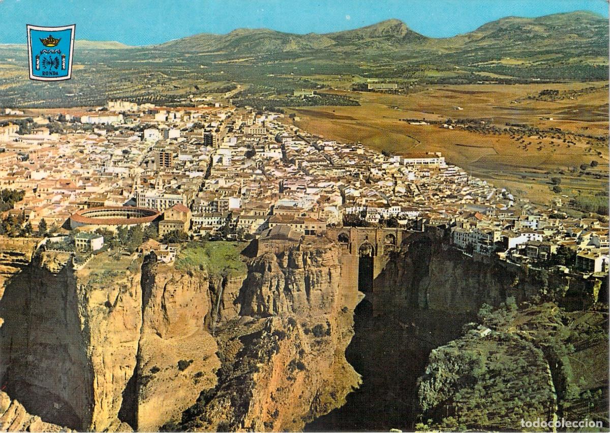 Postales: Postal de Ronda con vista parcial del Tajo y ciudad