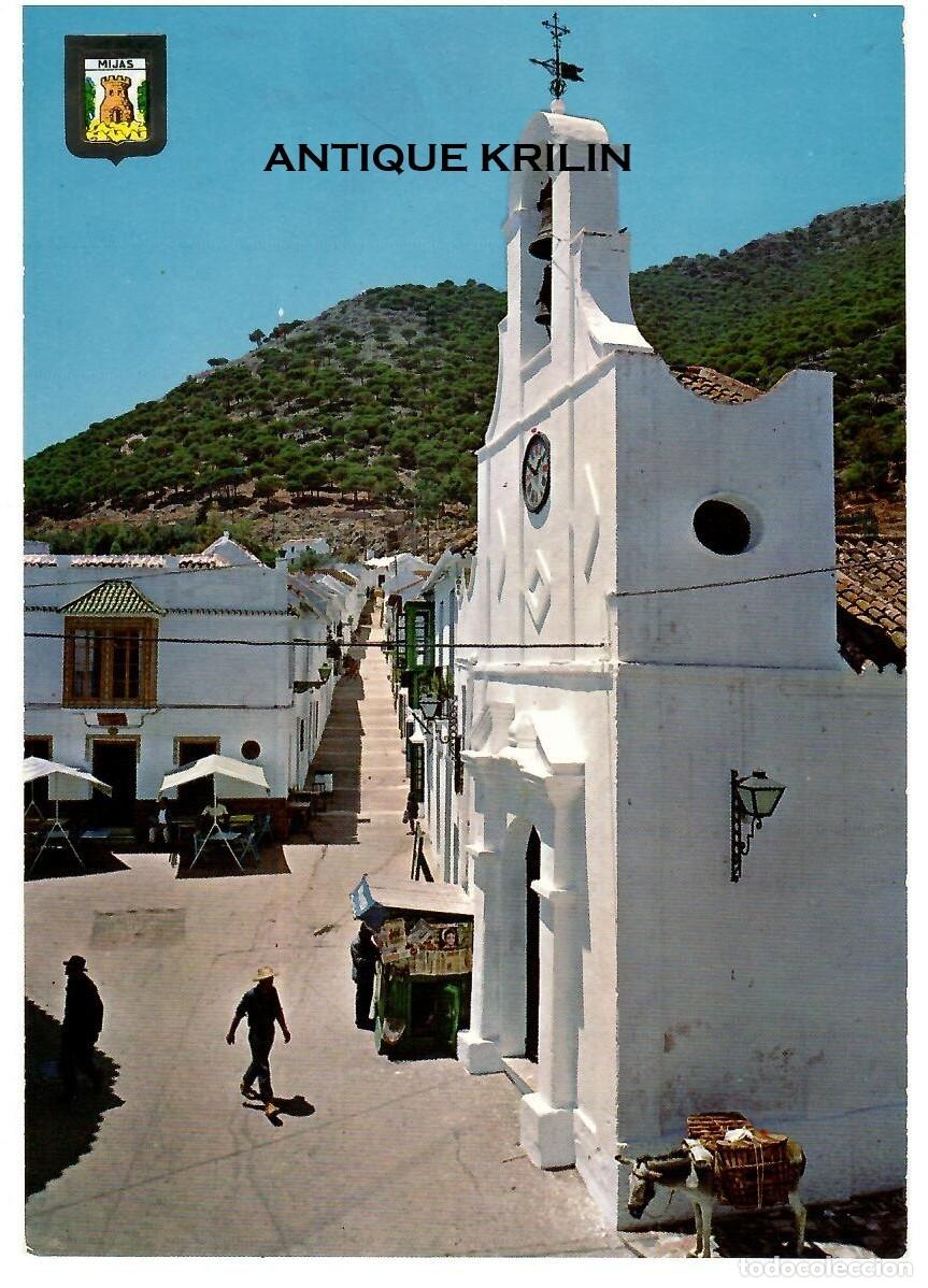 Postales: COSTA DEL SOL / MIJAS N&ordm; 12 IGLESIA Y CALLE S. SEBASTIAN / ESCUDO DE ORO / SIN FRANQUEAR