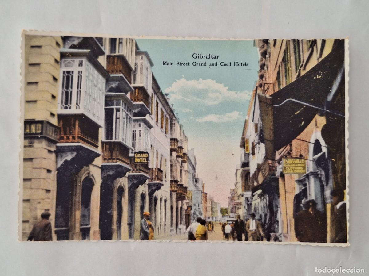 Postales: ANTIGUA POSTAL GIBRALTAR HOTELES GRAND Y CECIL DE LA CALLE PRINCIPAL RV 2886