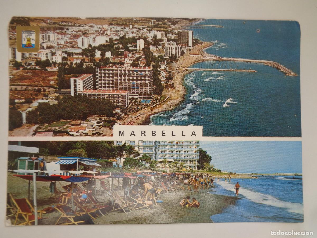 Postales: POSTAL DE MARBELLA ( MALAGA ): VISTA PARCIAL AEREA . CIRCULADA A AUSTRIA EN 1975