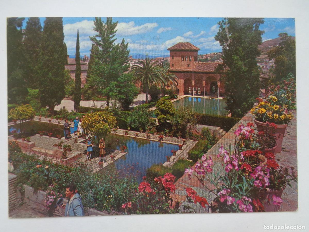 Postales: POSTAL DE GRANADA - LA ALHAMBRA : TORRE DE LAS DAMAS Y JARDINES DEL PARTAL. DE ZERKOWITZ , A&Ntilde;OS 60