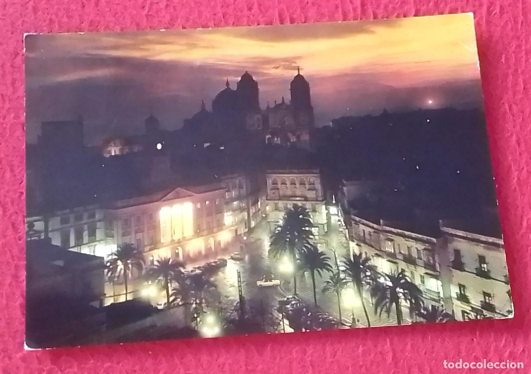 Postales: ANTIGUA POSTAL POST CARD C&Aacute;DIZ PLAZA SAN JUAN DE DIOS AYUNTAMIENTO Y CATEDRAL DE NOCHE..ANDALUSIA...