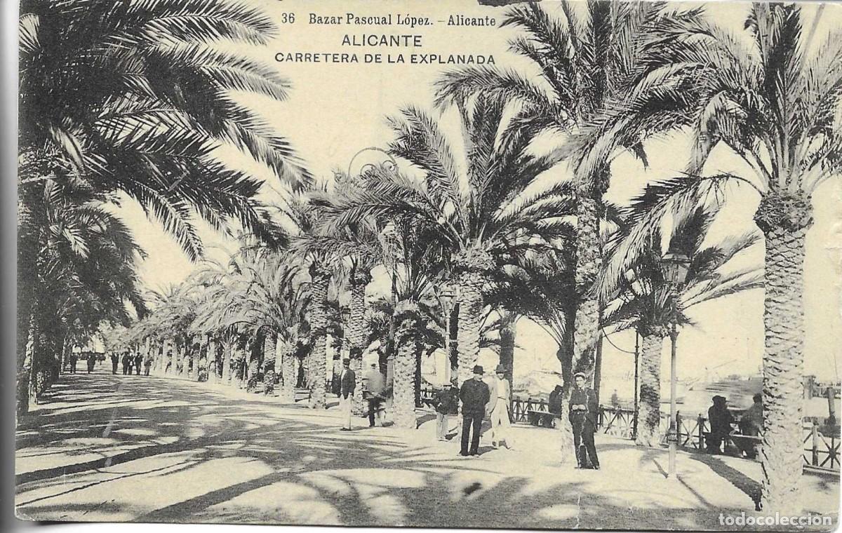 Postales: &rdquo;Alecante, Carretera de la Explanada&rdquo; Postal fotogr&aacute;fica antigua. 9 x 14 cms.