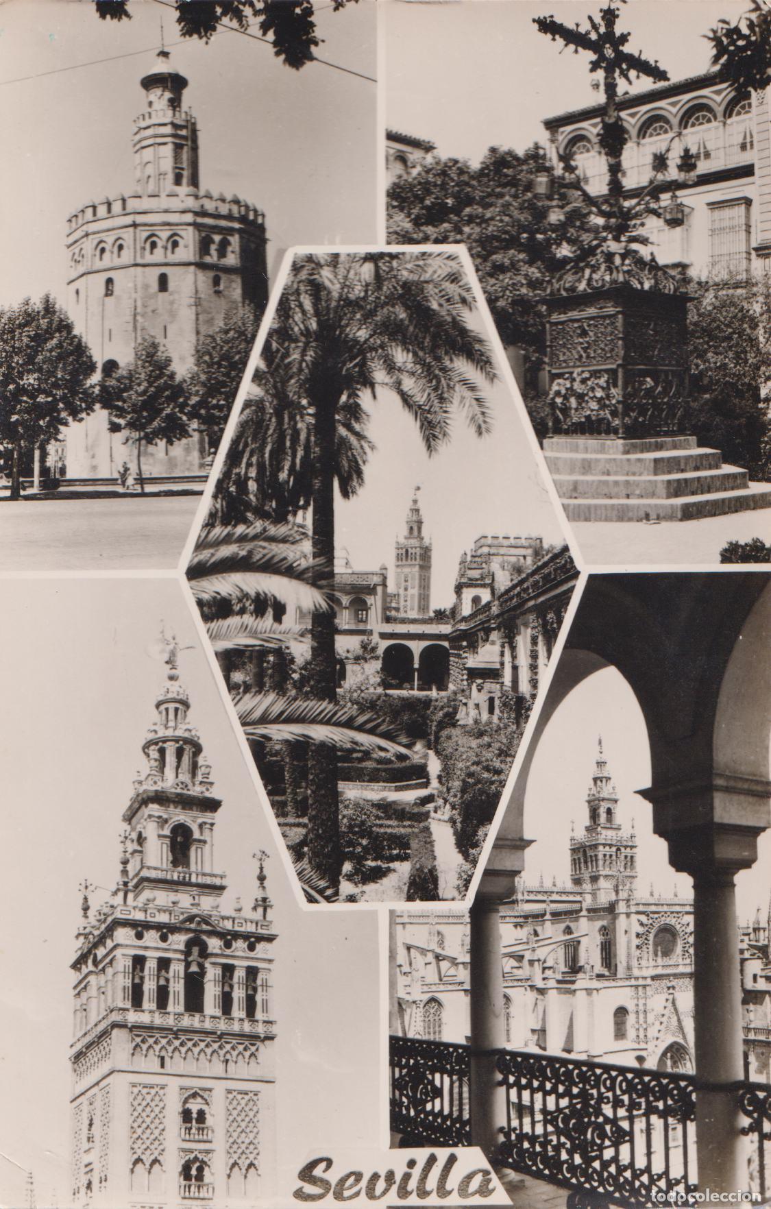 Postales: SEVILLA, VARIAS VISTAS, ALCAZAR, CATEDRAL, GIRALDA - EDIC.DELFLOR - ESCRITA 1961
