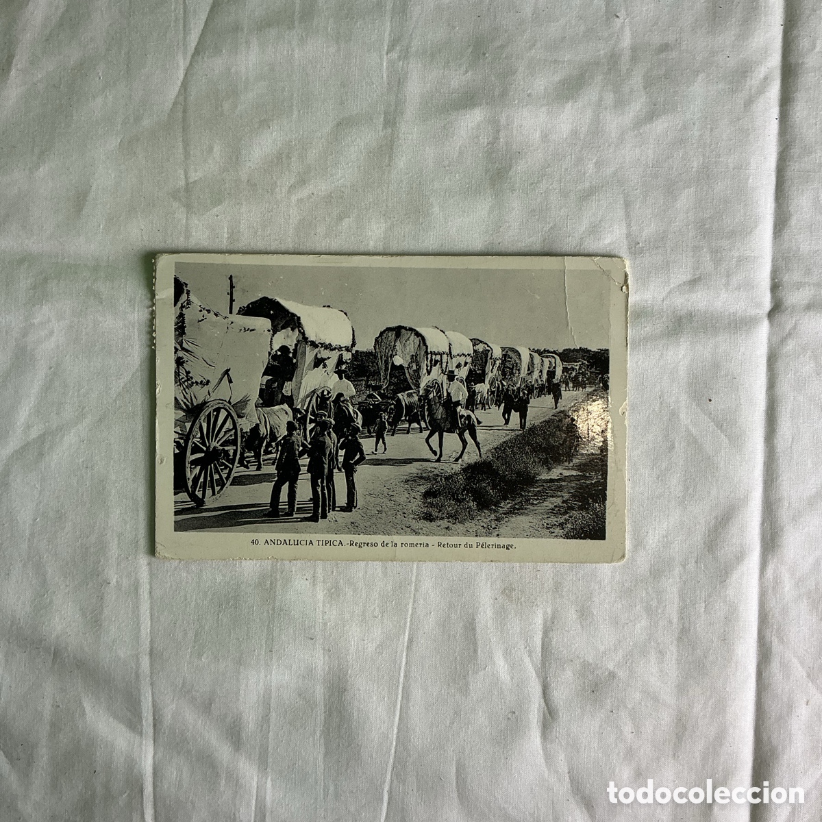 Postales: Postal Andaluc&iacute;a T&iacute;pica Regreso de la Romer&iacute;a Blanco y negro Original de la &eacute;poca 1941