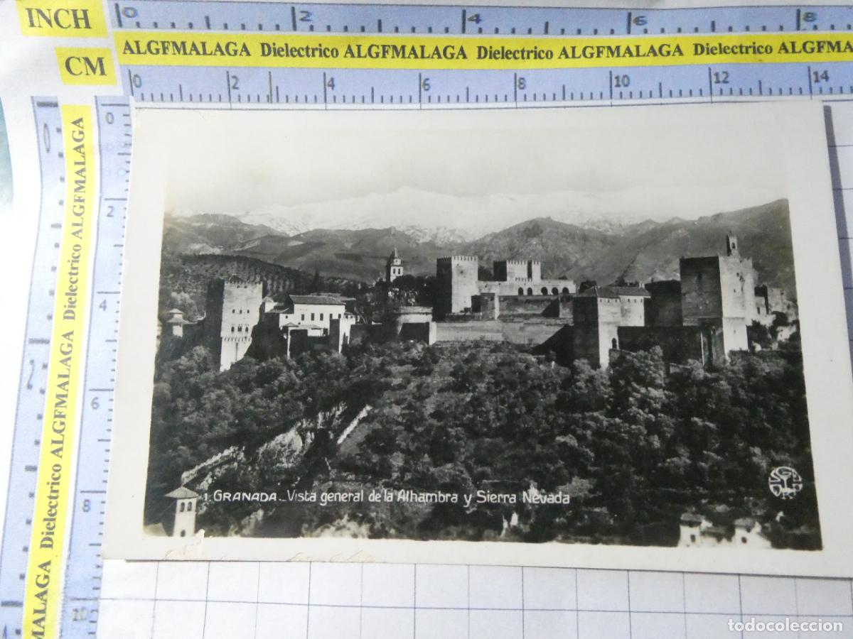 Postales: POSTAL DE GRANADA. A&Ntilde;OS 30 50. VISTA GENERAL DE LA ALHAMBRA Y SIERRA NEVADA. SGELM. 800