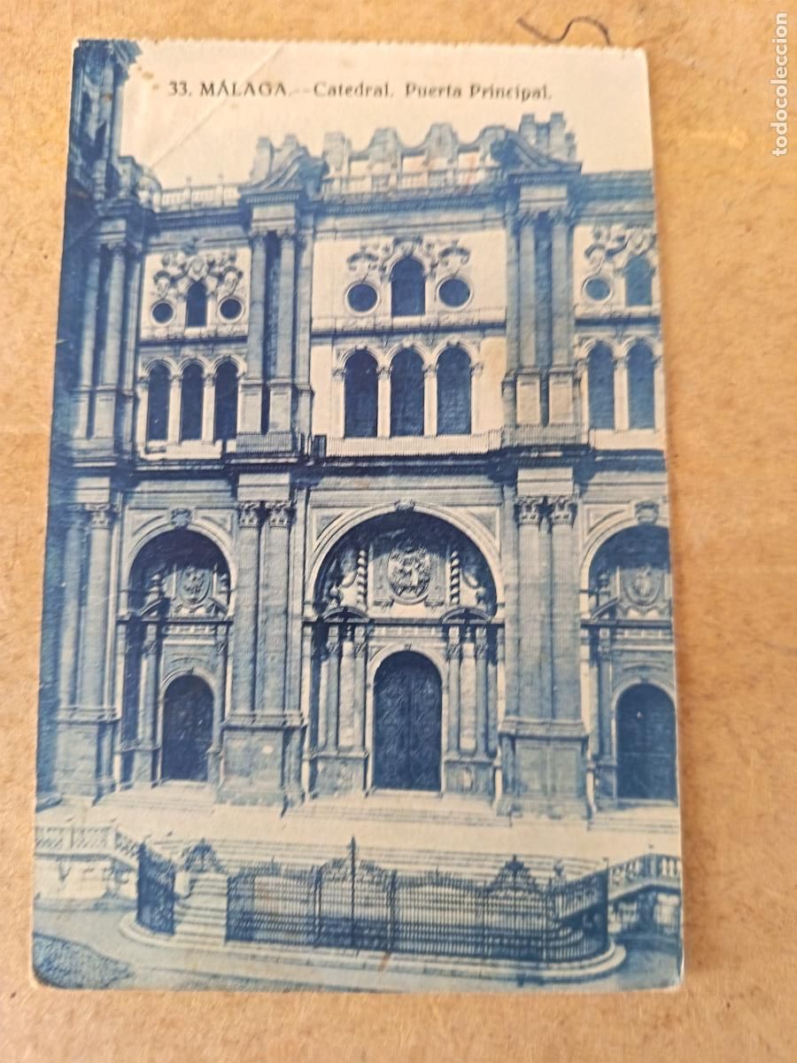 Postales: MALAGA. N&ordm; 33. CATEDRAL. PUERTA PRINCIPAL. GRAFOS.