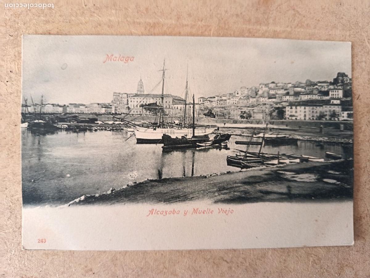 Postales: MALAGA. N&ordm; 243. ALCAZABA Y MUELLE VIEJO. DORSO SIN DIVIDIR.