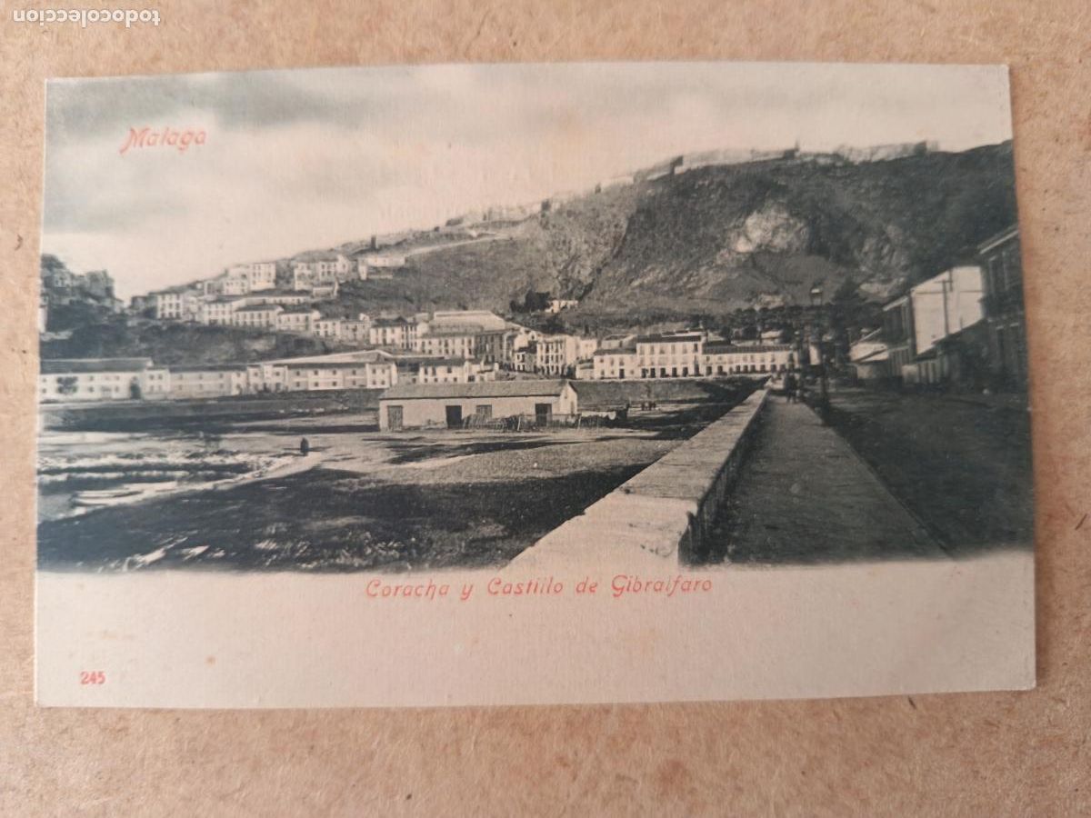 Postales: MALAGA. N&ordm; 245. CORACHA Y CASTILLO DE GIBRALFARO. DORSO SIN DIVIDIR.