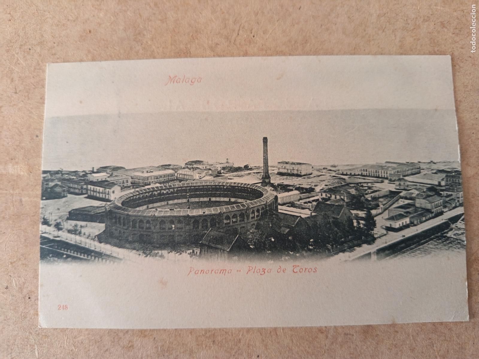 Postales: MALAGA. N&ordm; 248. PANORAMA - PLAZA DE TOROS. DORSO SIN DIVIDIR.