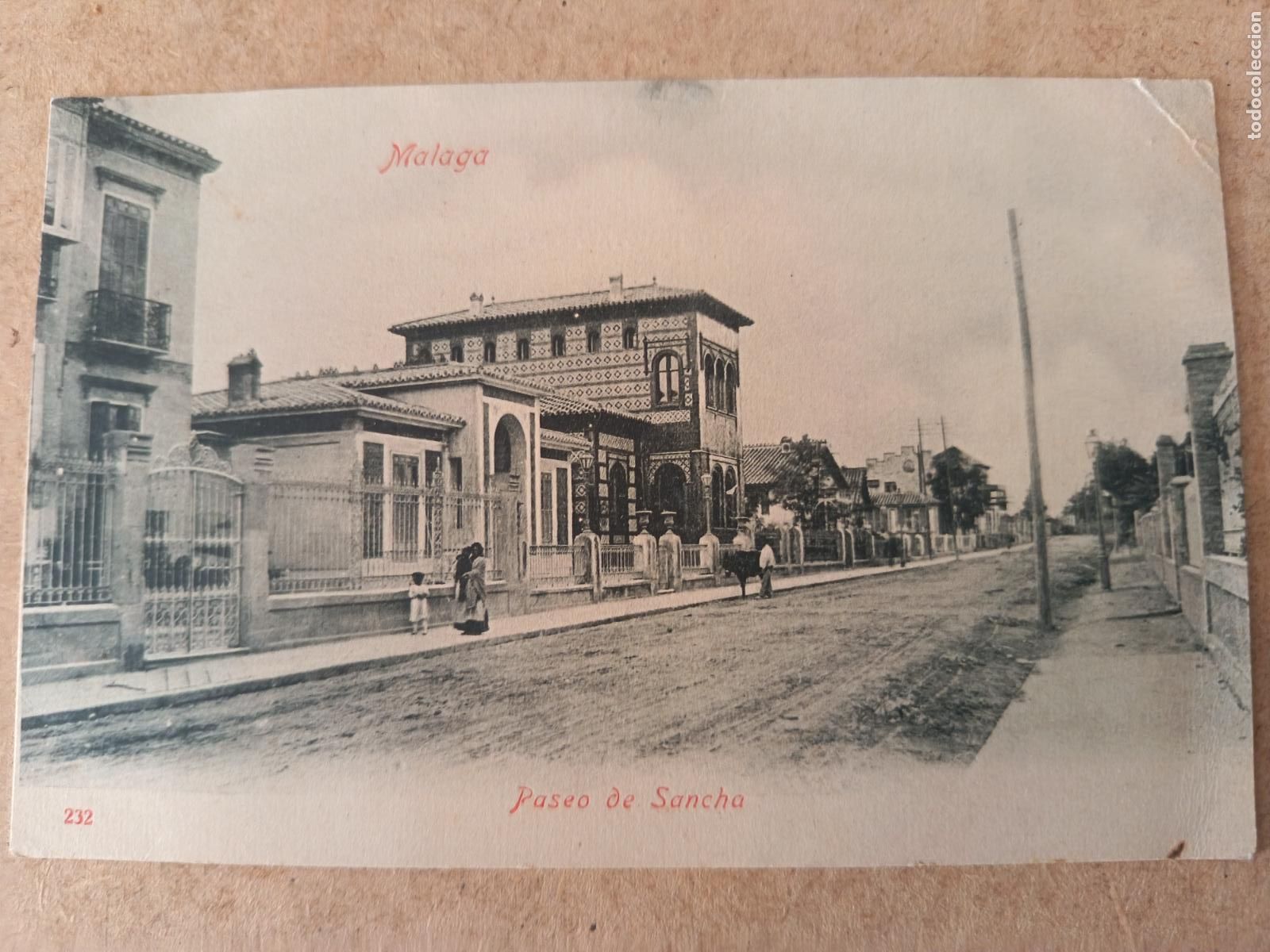Postales: MALAGA. N&ordm; 232. PASEO DE SANCHA. DORSO SIN DIVIDIR.