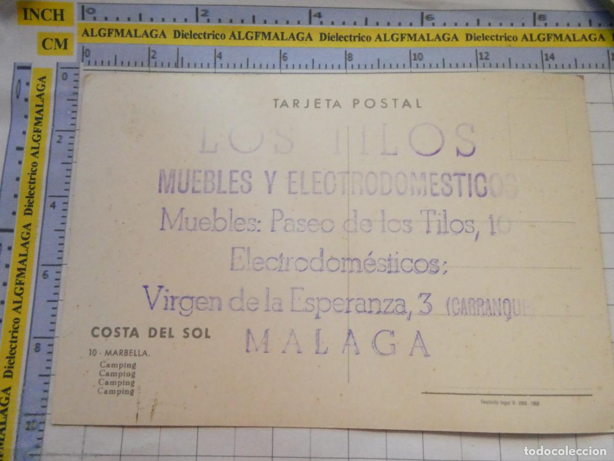 Postales: POSTAL DE M&Aacute;LAGA. A&Ntilde;O 1959 MARBELLA CAMPING. MUEBLES LOS TILOS 10. 2523