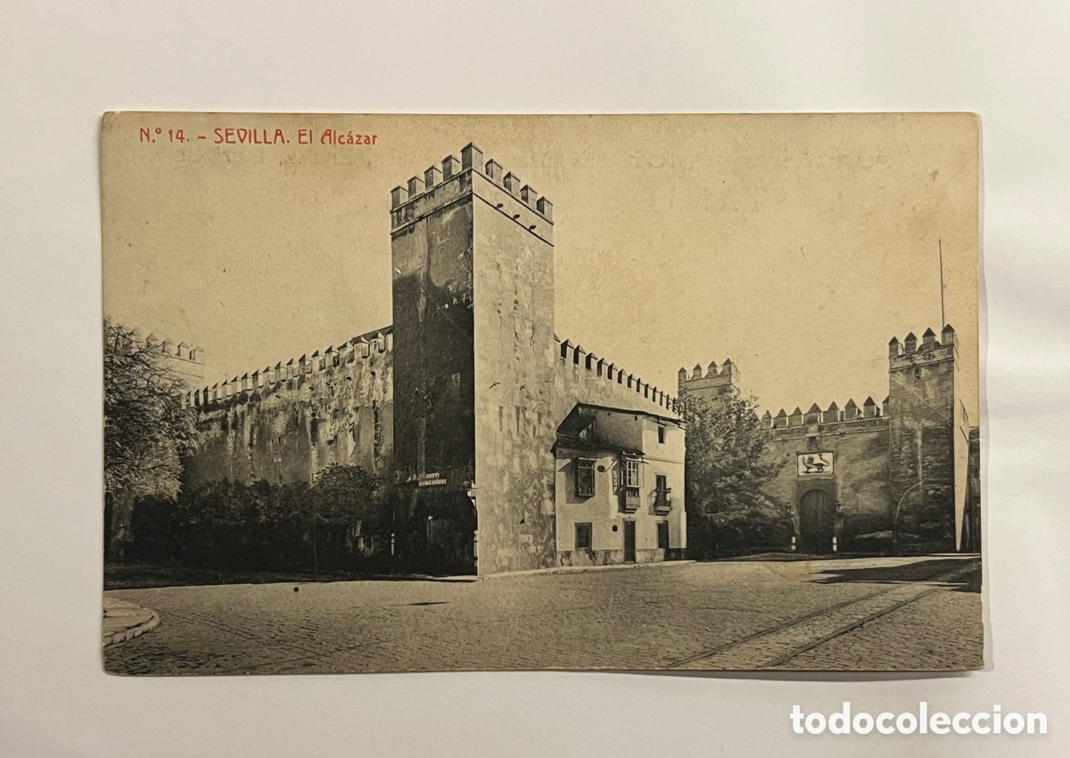 Postales: SEVILLA Postal No.14, El Alc&aacute;zar. Fototipia Thomas.. reverso Publicidad Purgante Besoy.. C&oacute;rdoba