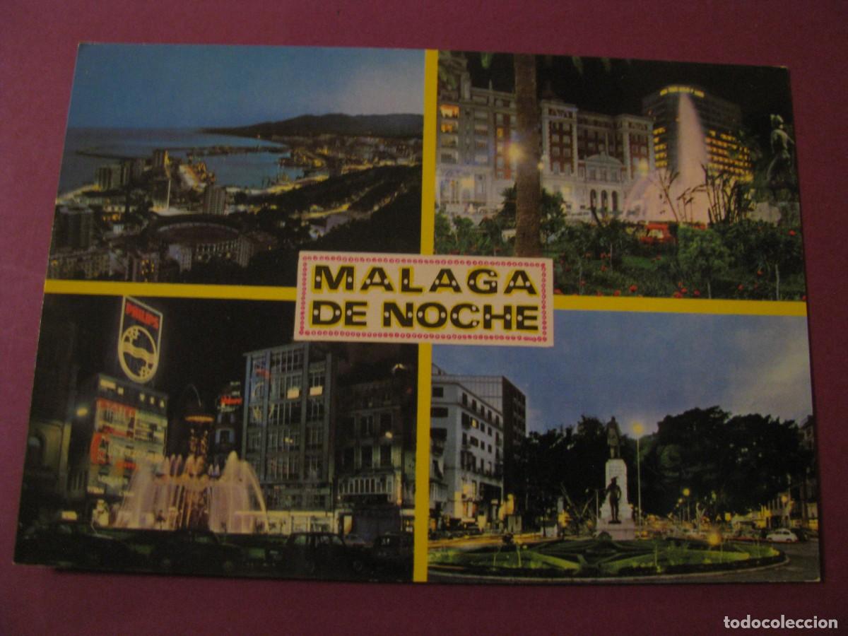 Postales: POSTAL DE MALAGA. MALAGA DE NOCHE. VISTACROM. ESCRITA 1974
