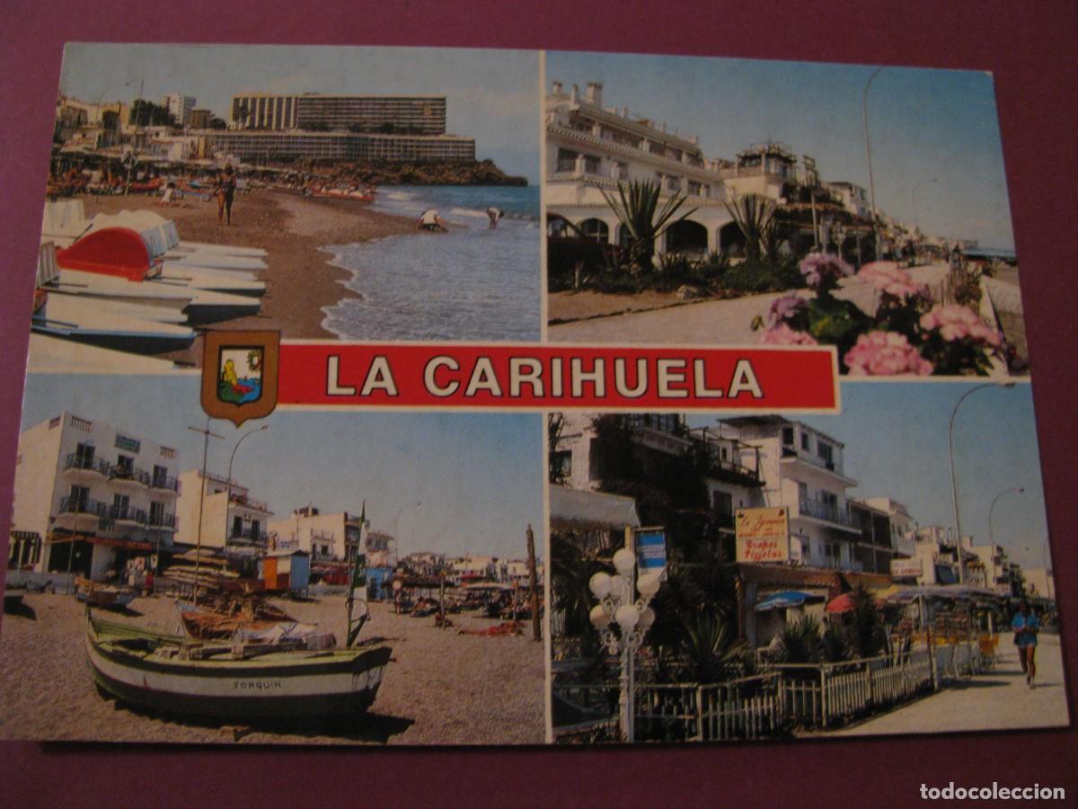 Postales: POSTAL DE TORREMOLINOS. DIVERSOS ASPECTOS DE LA CARIHUELA. DOMINGUEZ 113. ESCRITA