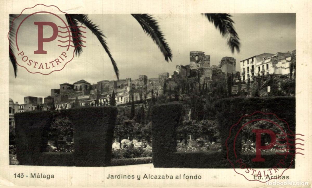 Postcards: M&Aacute;LAGA. Jardines Y Alcazaba Al Fondo. ANDALUC&Iacute;A ESPA&Ntilde;A ESPAGNE