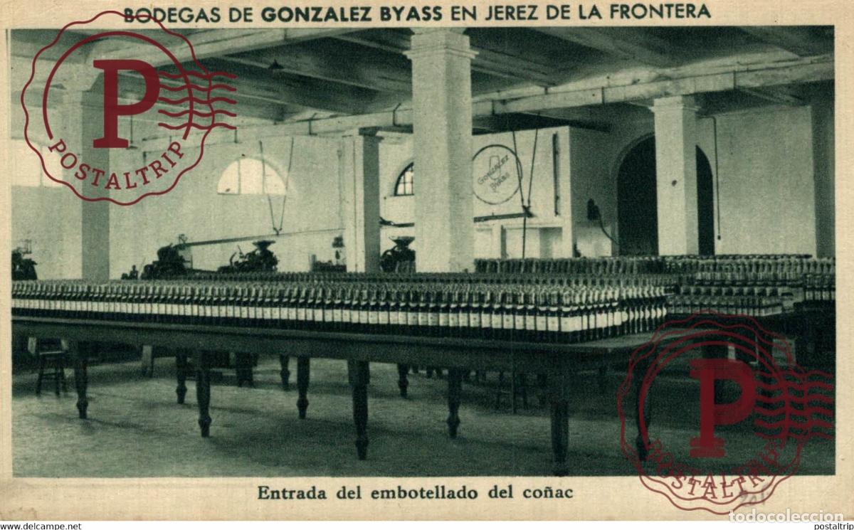 Postales: BODEGAS DE GONZALEZ BYASS EN JEREZ DE LA FRONTERA, ENTRADA DEL EMBOTELLADO DEL CO&Ntilde;AC. CADIZ ANDALUCI