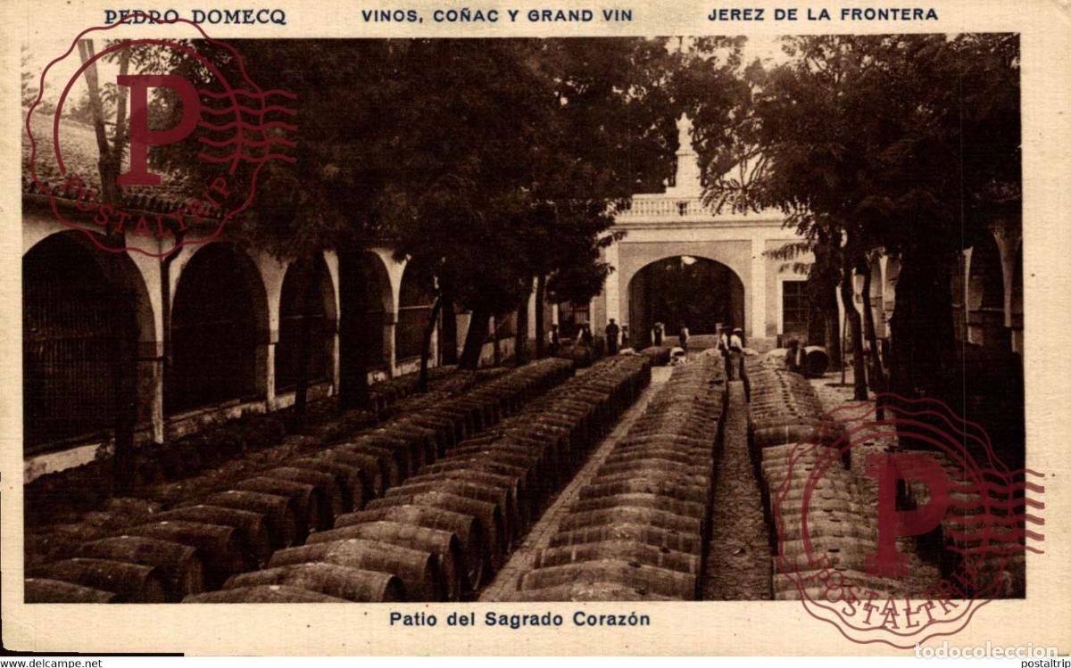 Postales: PEDRO DOMECQ, VINOS CO&Ntilde;AC GRAN VIN, JEREZ DE LA FRONTERA. PATIO DEL SAGRADO CORAZ&Oacute;N. CADIZ ANDALUCIA