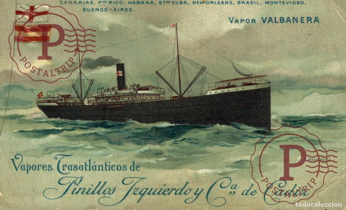 Postales: VAPOR VALBANERA. VAPORES TRASATLANTICOS DE PINILLOS IZQUIERDO Y C&ordf; DE CADIZ.