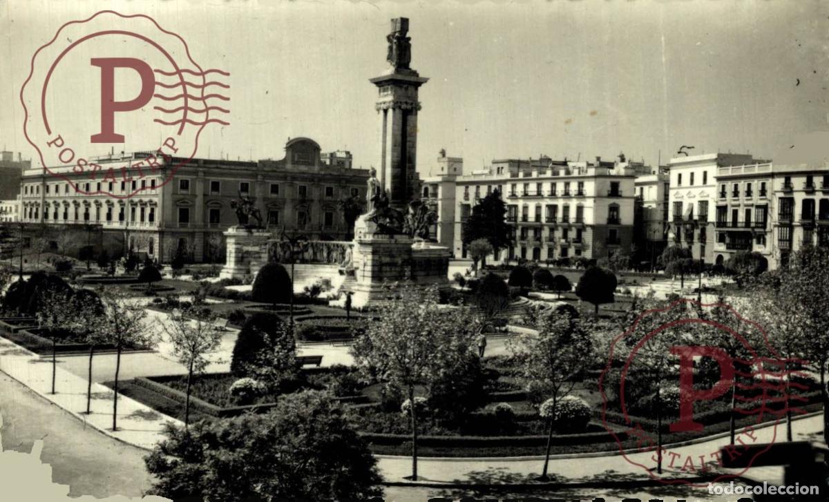 Postales: CADIZ. Plaza De Espa&ntilde;a Y Monumento A Las Cortes. ANDALUC&Iacute;A ESPA&Ntilde;A ESPAGNE