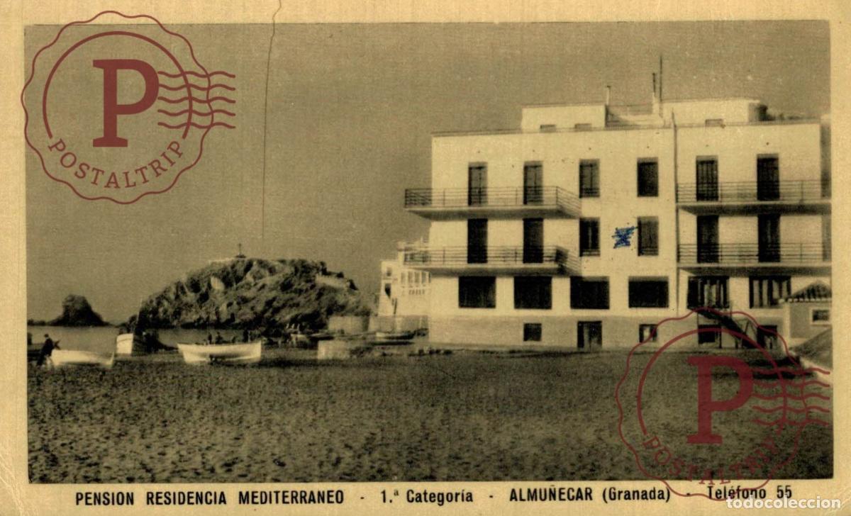 Postales: GRANADA. ALMU&Ntilde;ECAR. PENSION RESIDENCIA MEDITERRANEO PUBLI
