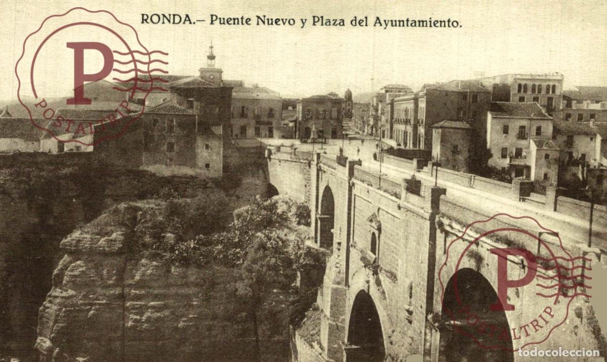 Postales: MALAGA. RONDA. PUENTE NUEVO Y PLAZA DEL AYUNTAMIENTO