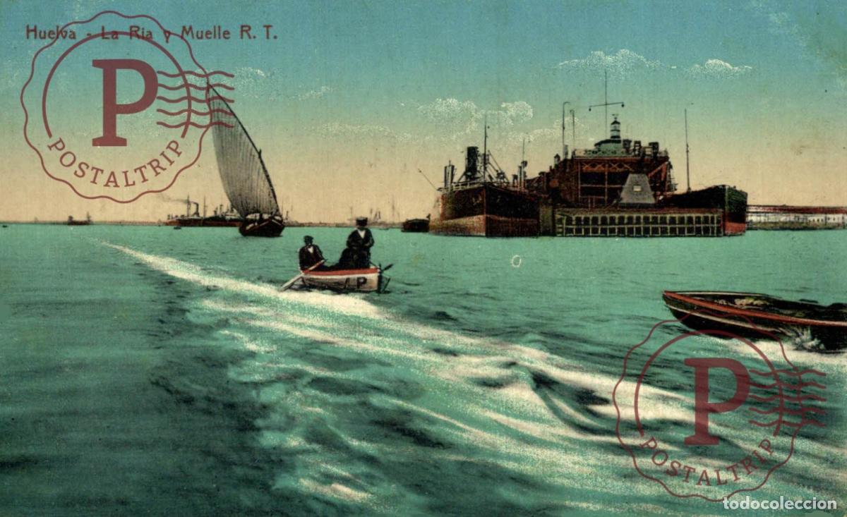 Postales: HUELVA. LA RIA Y MUELLE R. T.