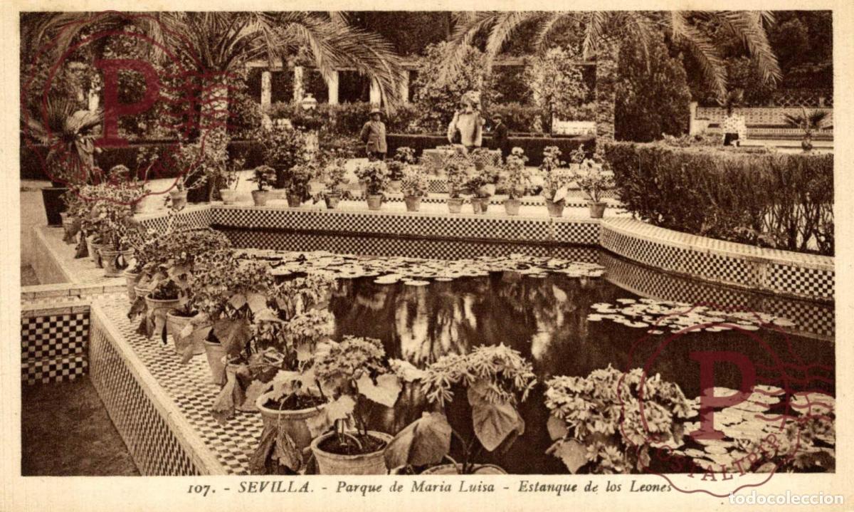 Postales: SEVILLA. Parque Mar&iacute;a Luisa - Estanque De Los Leones