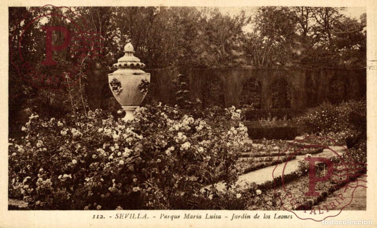 Postales: SEVILLA. Parque Mar&iacute;a Luisa - Jard&iacute;n De Los Leones