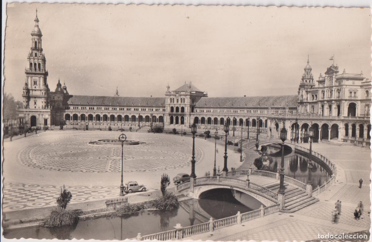 Postales: SEVILLA, PLAZA DE ESPA&Ntilde;A. VISTA GENERAL - HELIOTIPIA ARTISTICA ESPA&Ntilde;OLA - CIRCULADA 1055