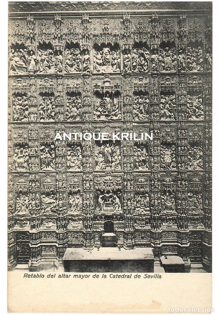 Postales: SEVILLA / RETABLO ALTAR MAYOR DE LA CATEDRAL / COLECCION M. CHAPARTEGUY / SIN FRANQUEAR