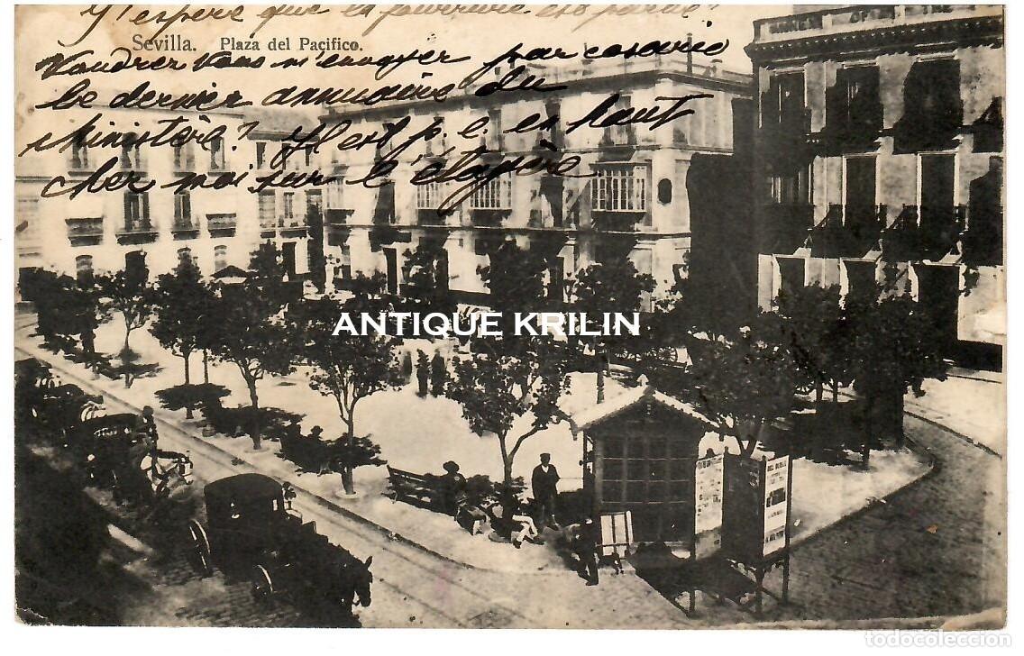 Postales: SEVILLA / PLAZA DEL PACIFICO / FRANQUEADA