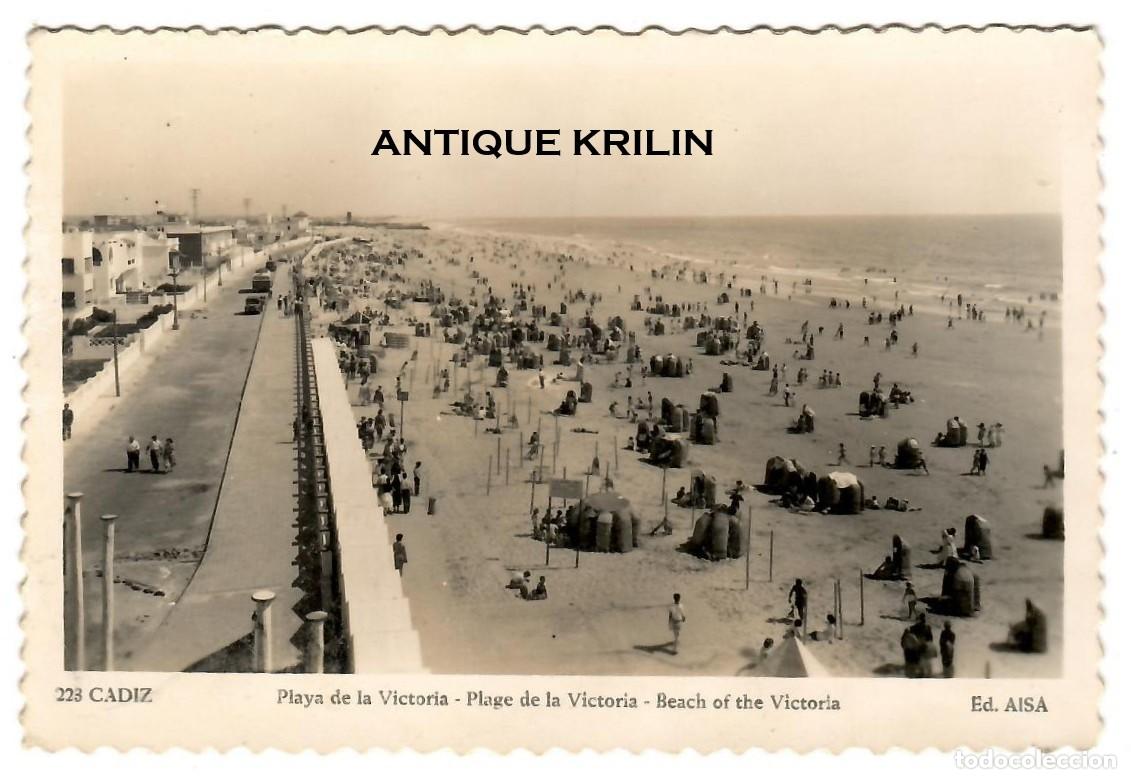 Postales: CADIZ N&ordm; 223 PLAYA DE LA VICTORIA / EDICIONES AISA / SIN FRANQUEAR