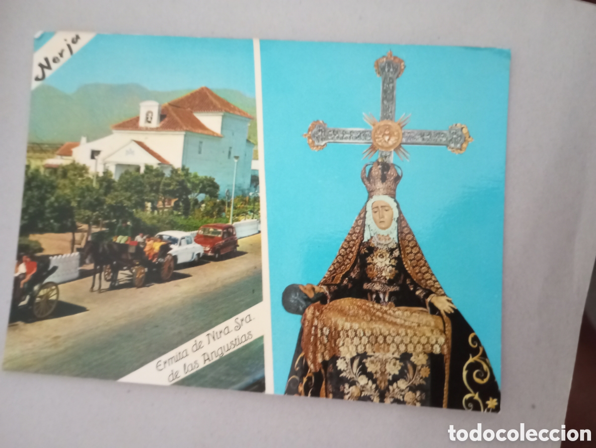 Postales: Nerja.nuestra se&ntilde;ora de las angustias y plaza de la ermita