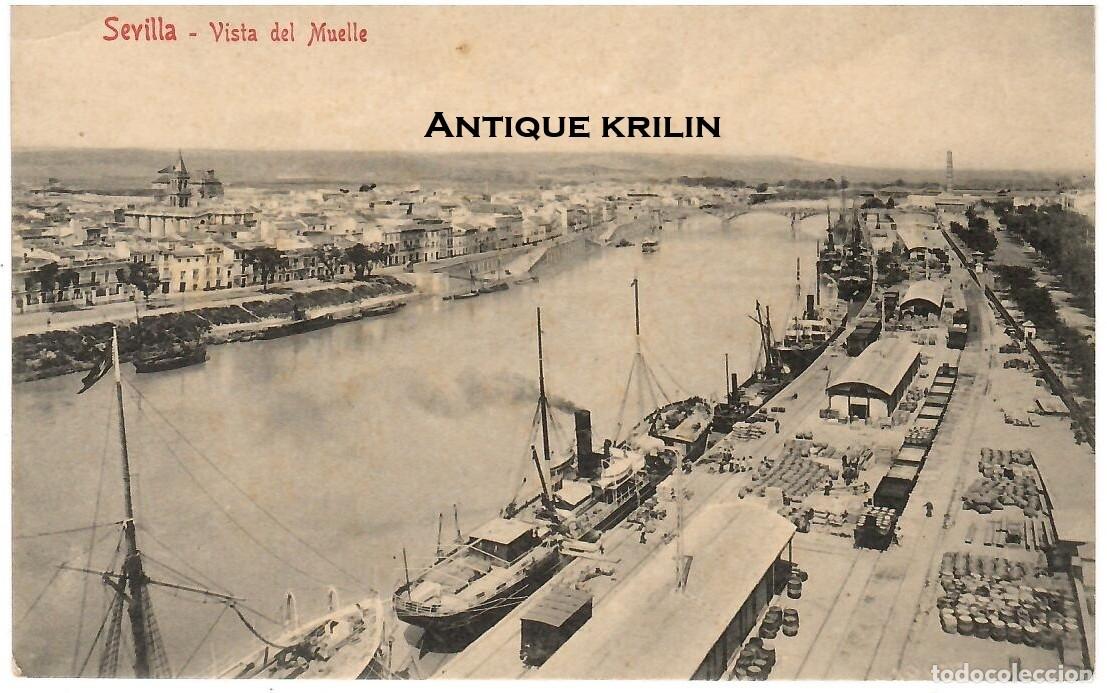 Postales: SEVILLA / VISTA DEL MUELLE 1905 / COLECCION M. CHAPARTEGUY N&ordm; 28492 / SIN FRANQUEAR