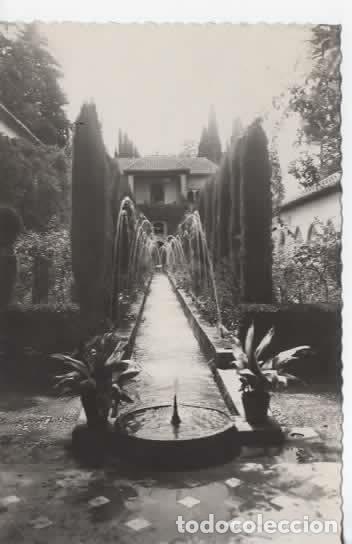 Postales: GRANADA ESCRITA GENERALIFE PATIO DE LA ACEQUIA