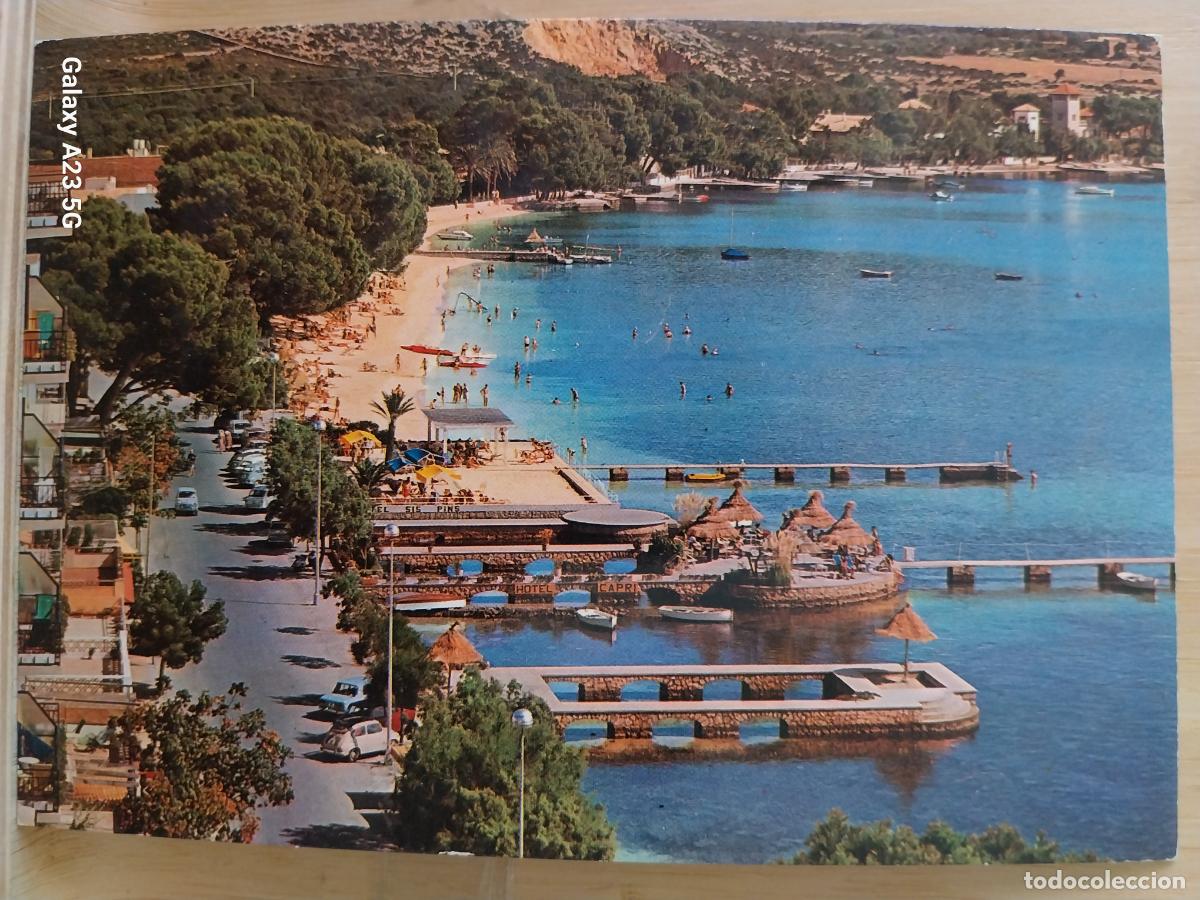 Postales: PUERTO POLLENSA MALLORCA ED ICARIA 7085 SC ORIGINAL PLAYA ANIMADA COCHES CLASICOS