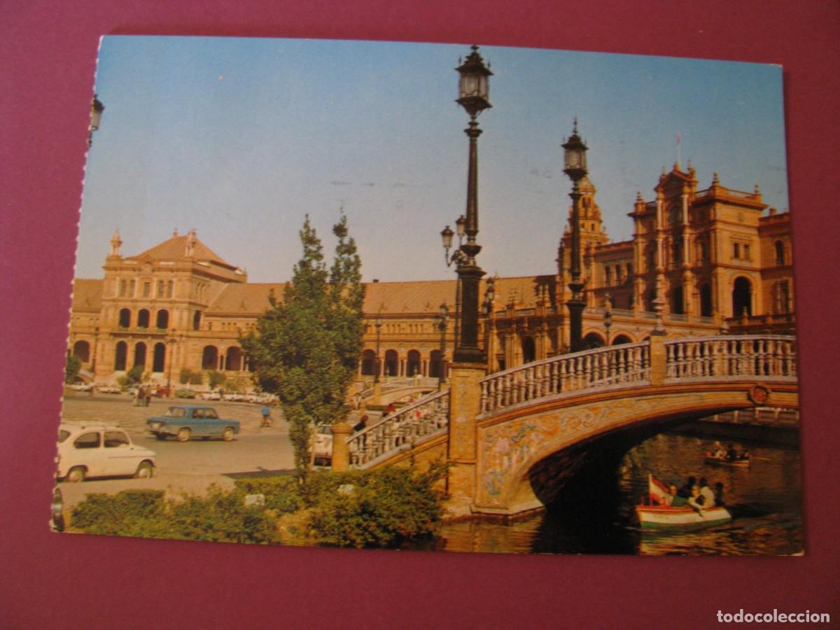 Postales: POSTAL DE SEVILLA. PLAZA DE ESPA&Ntilde;A. TURS ALSO. CIRCULADA