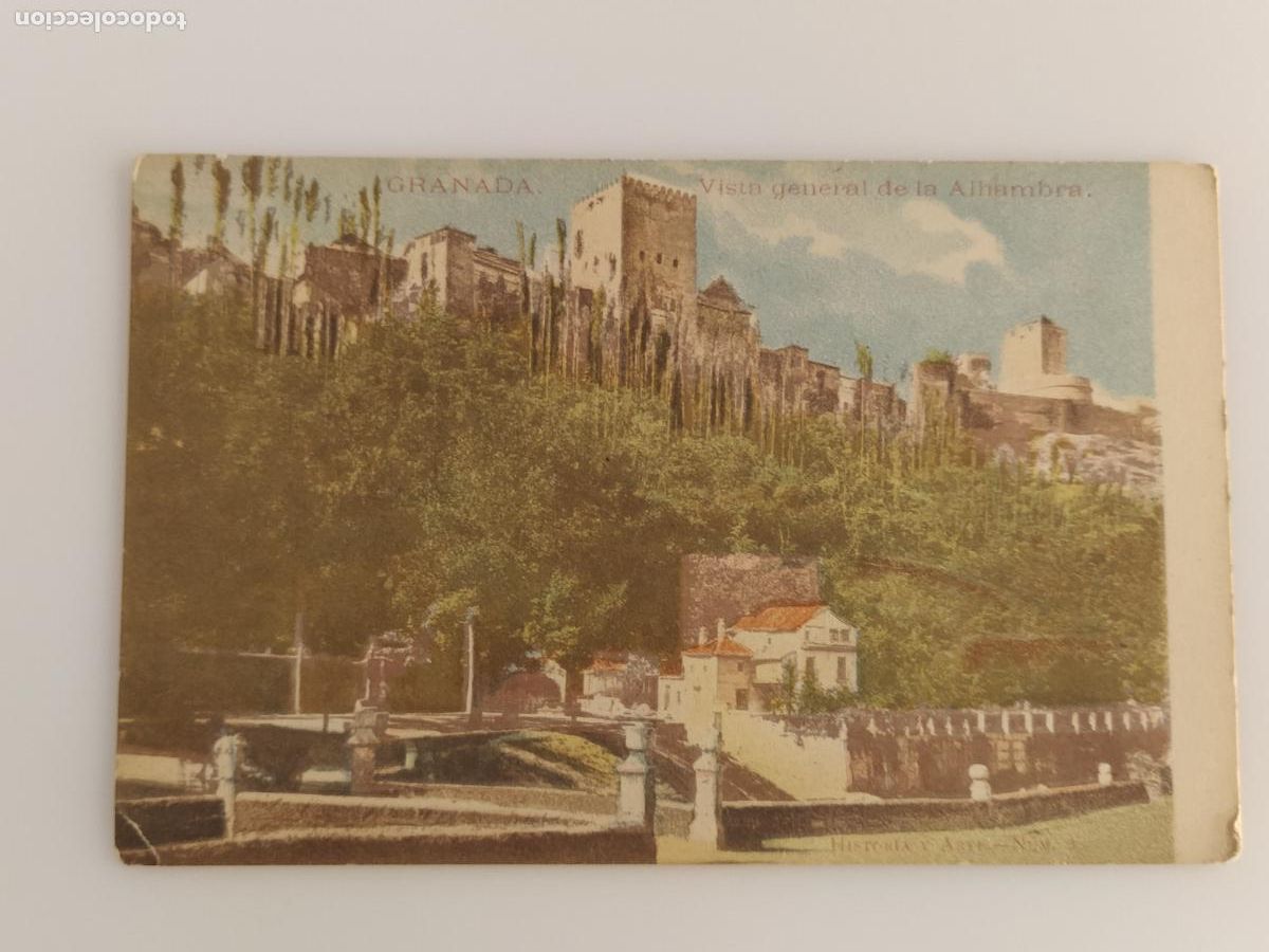 Postales: GRANADA - VISTA GENERAL DE LA ALHAMBRA - REVERSO SIN DIVIDIR - POSTAL ANTIGUA -(116.361)