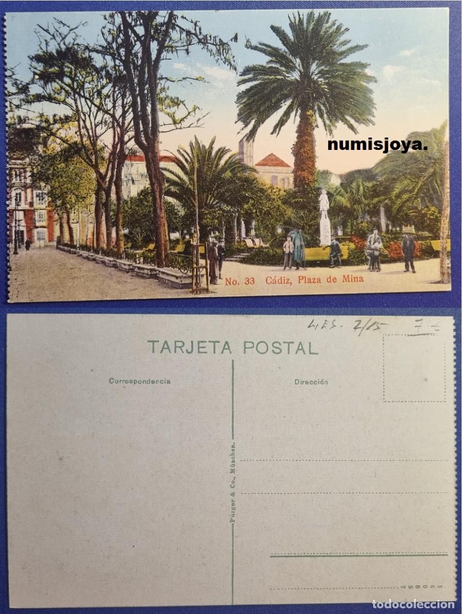 Postales: Postal CADIZ (Espa&ntilde;a) a&ntilde;o 1910. PLAZA DE MINA. Ed. Purger.