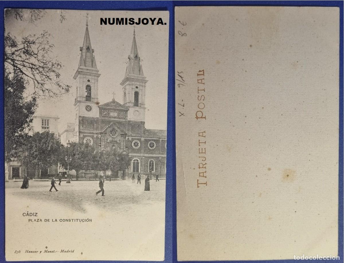 Postales: Postal CADIZ (Espa&ntilde;a) a&ntilde;o 1900. PLAZA DE LA CONSTITUCION. Ed. HAUSER Y MENET.