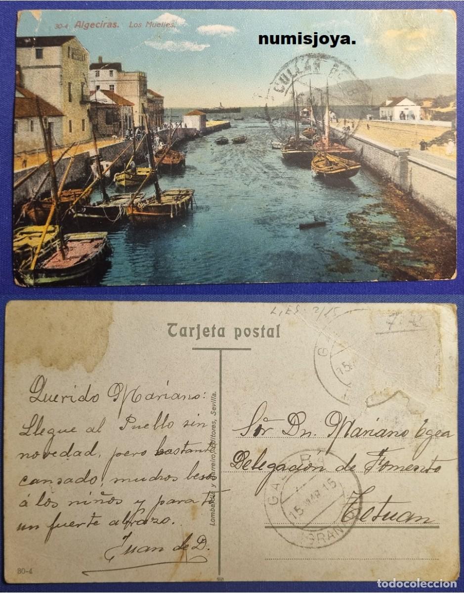 Postales: Postal de Algeciras CADIZ (Espa&ntilde;a) a&ntilde;o 1910. LOS MUELLES. Ed. Purger.
