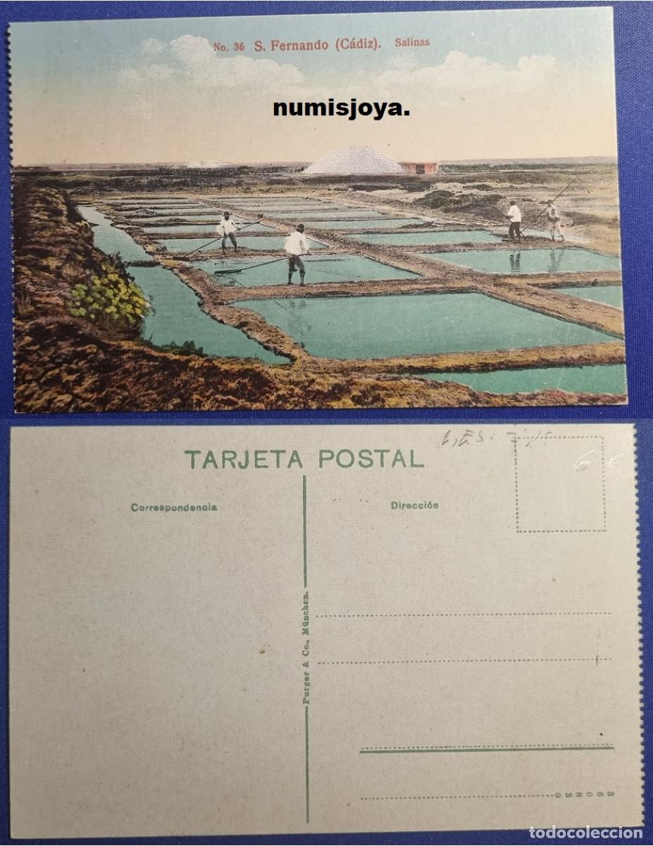 Postales: Postal San Fernando CADIZ (Espa&ntilde;a) a&ntilde;o 1910. SALINAS. Ed. Purger.