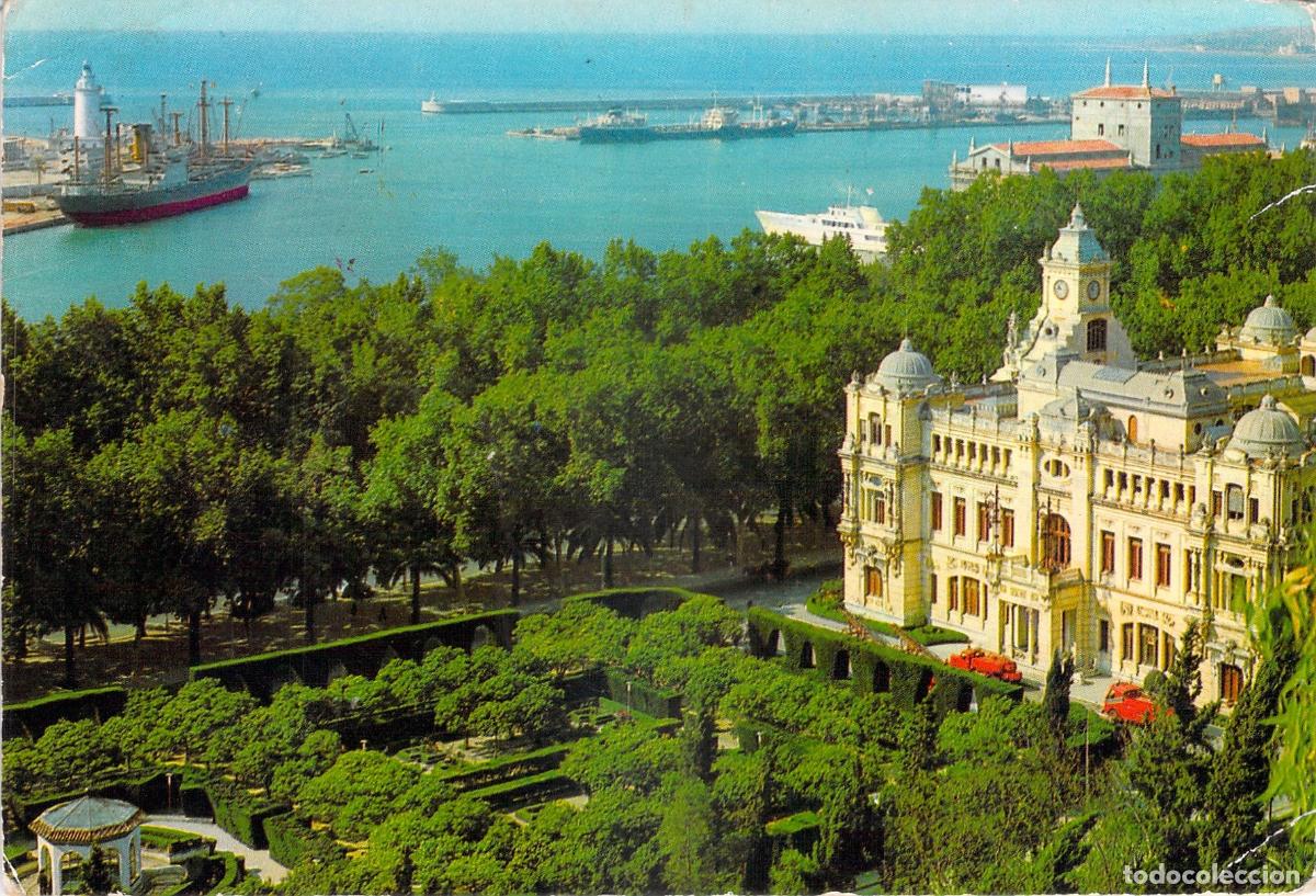Postales: Postal de Malaga, Ayuntamiento y Jardines con vistas al puerto