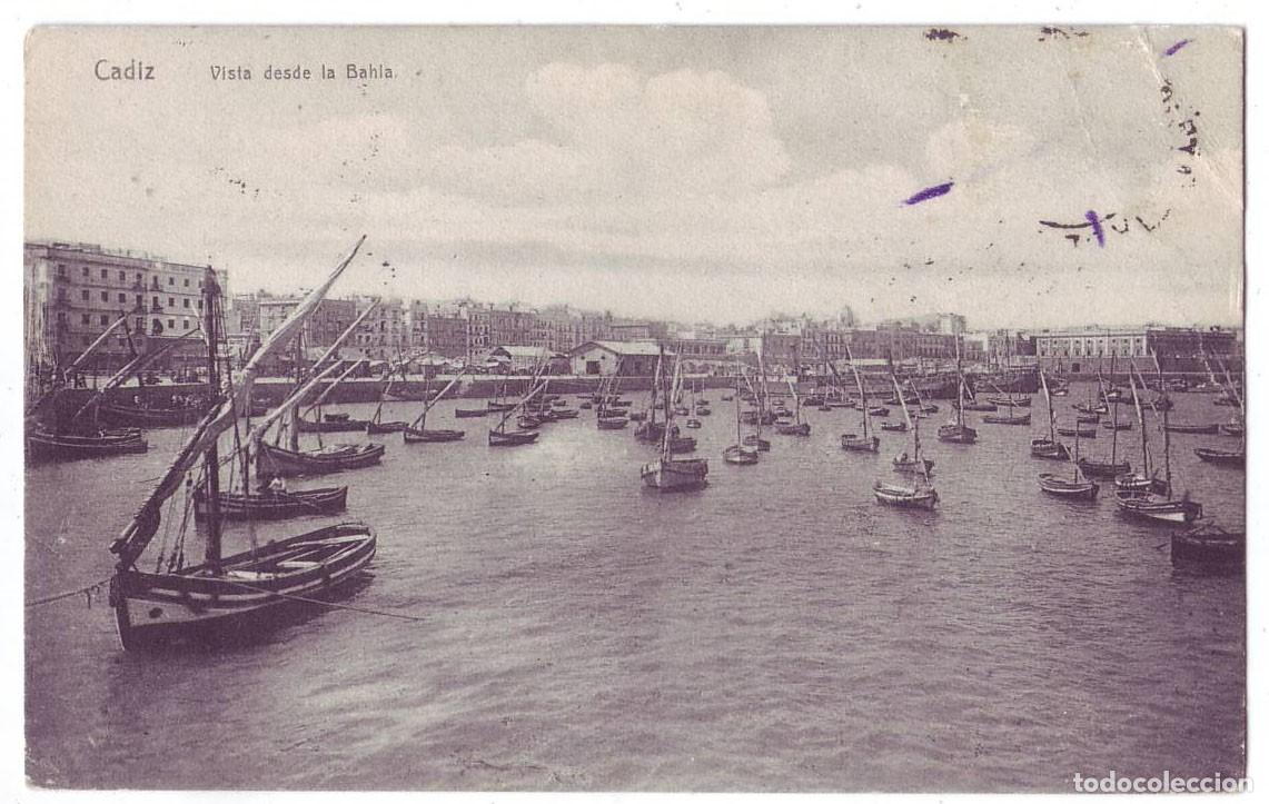 Postales: C&aacute;diz: Vista desde la Bah&iacute;a. Knackstedt & Nather. Circulada (A&ntilde;os 10)