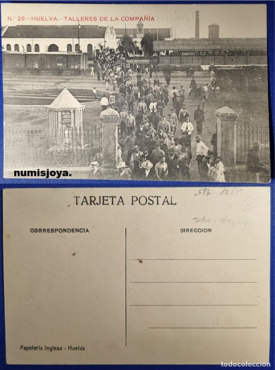 Postales: Postal de Huelva Espa&ntilde;a a&ntilde;o 1910. Talleres de la Compa&ntilde;&iacute;a. Ed. Papeler&iacute;a Inglesa. RARA.