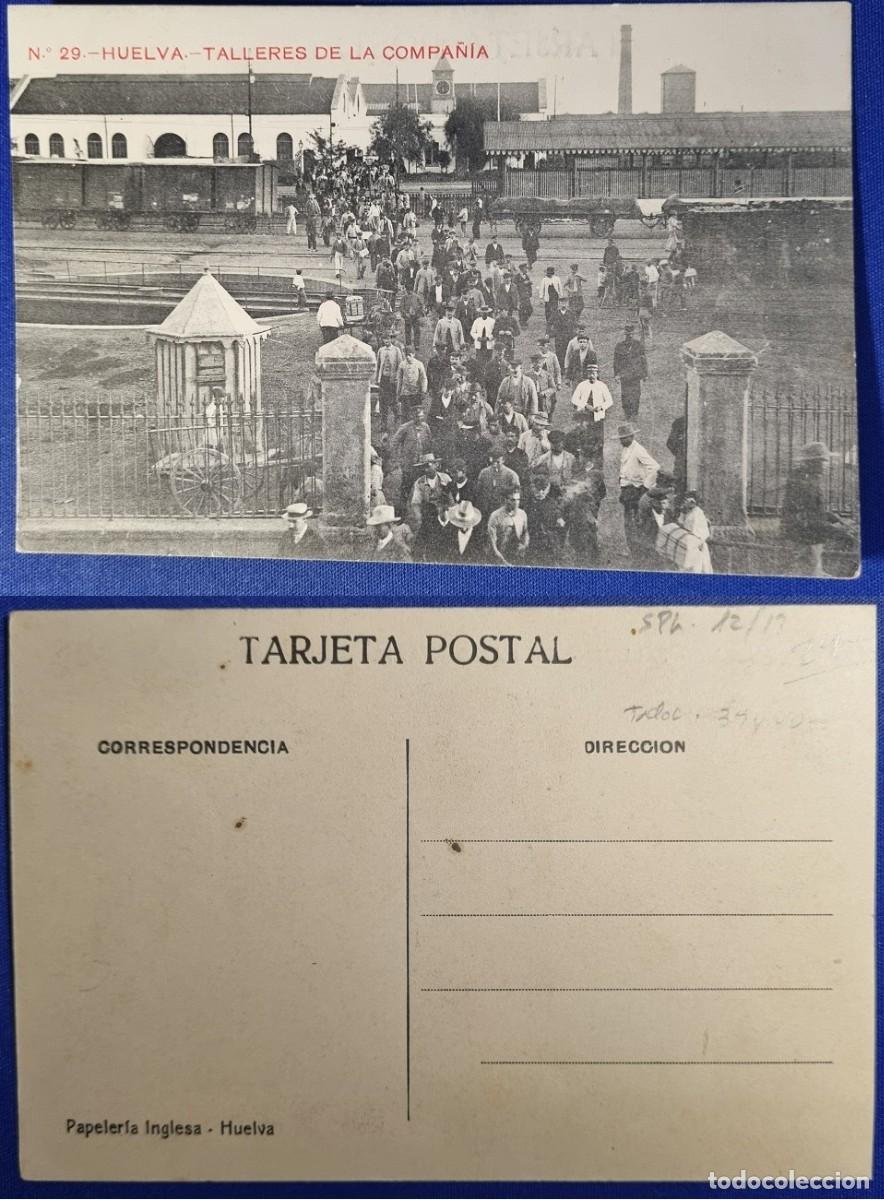Postales: Postal de Huelva Espa&ntilde;a a&ntilde;o 1910. Talleres de la Compa&ntilde;&iacute;a. Ed. Papeler&iacute;a Inglesa. RARA.