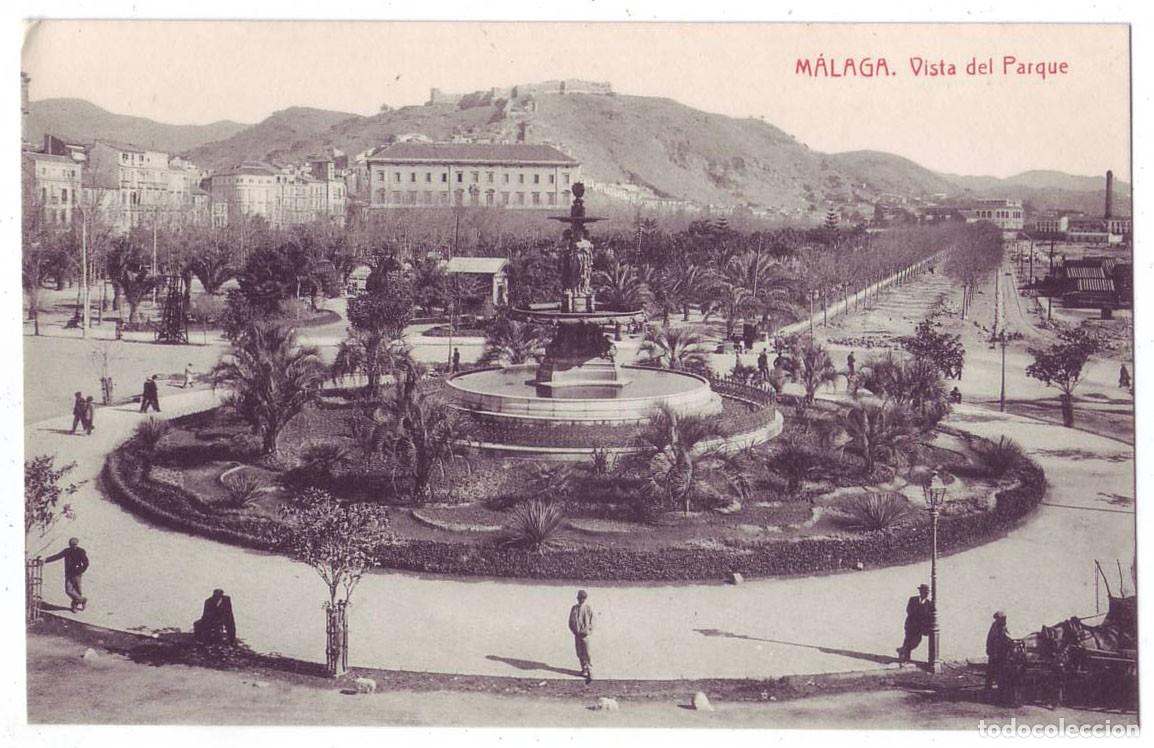 Postales: M&aacute;laga: Vista del Parque. Fotot&igrave;pia Thomas. No circulada (A&ntilde;os 10)